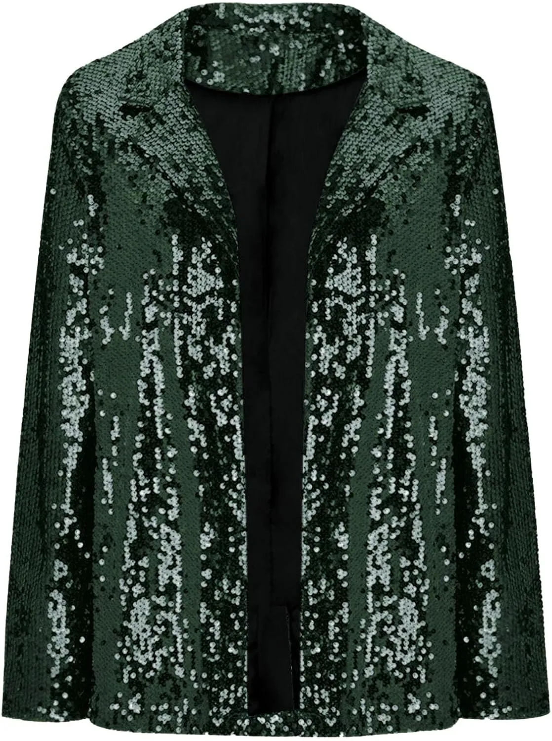 Women's Sequin Jacket Shiny Open Front Glitter Blazer Evening Party Sparkly Long Sleeve Slim Cardigan Coat