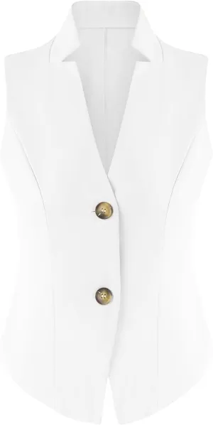 Women's Sleeveless Suit Vests V Neck 2025 Button Down V Neck Business Casual Dressy Waistcoat Vest