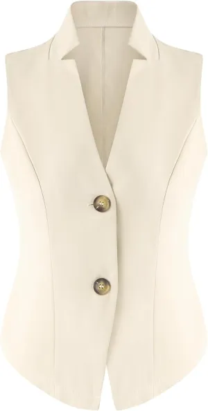 Women's Sleeveless Suit Vests V Neck 2025 Button Down V Neck Business Casual Dressy Waistcoat Vest