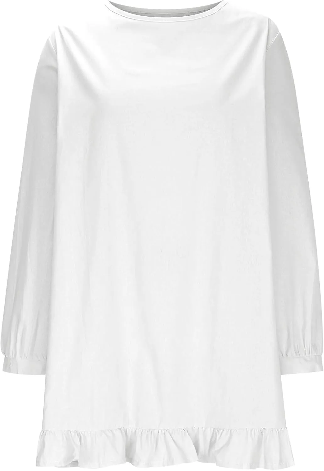 Womens Summer Mini Dress Casual Loose Fit Short Sleeve Ruffle Hem Cotton Linen Dress Flowly Beach Tunic Sundress