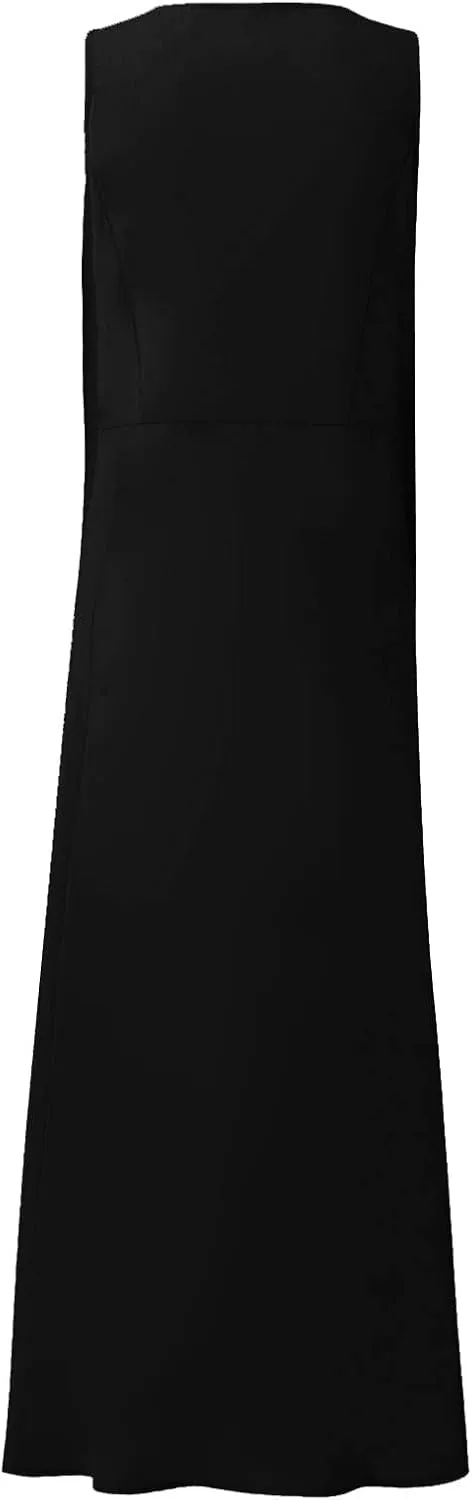 Womens Summer Tank Dresses Casual Beach Floral Sleeveless Linen or Cotton Maxi Dress Travel Outfits Sundress