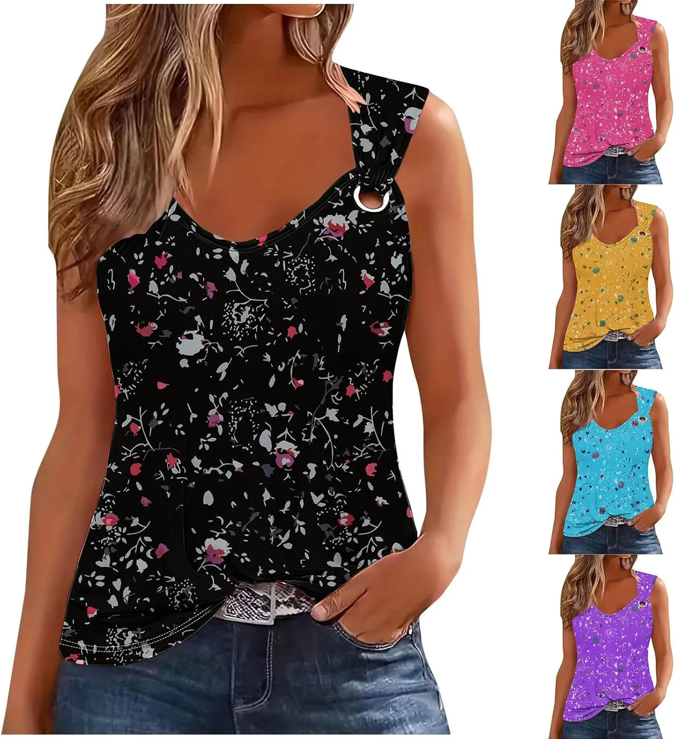 Womens Tank Tops 2025 Dressy Casual Sleeveless T Shirts Loose Comfy Camisole Trendy Cute Blouses Ladies Summer Top