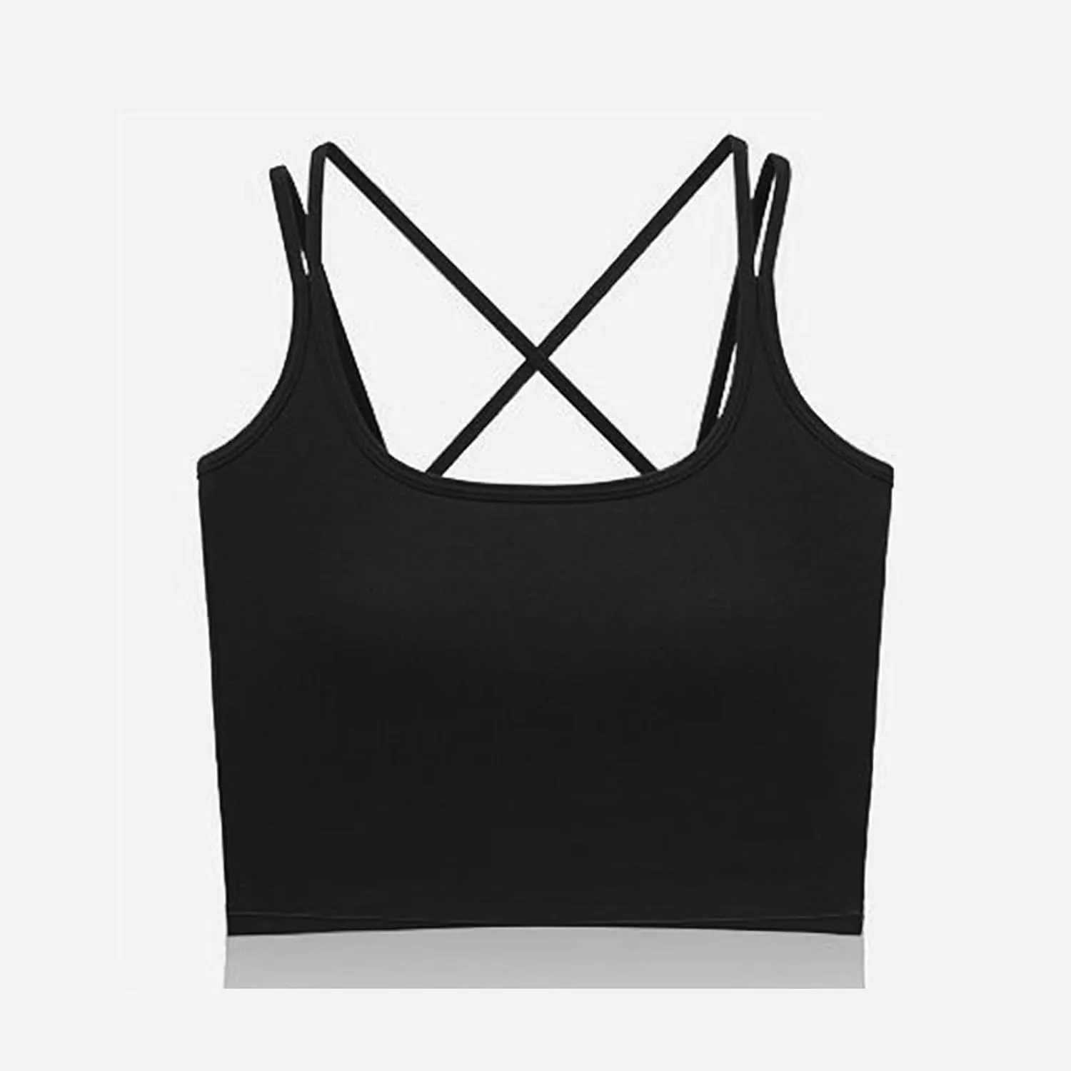 Women's Tank Tops Trendy Spaghetti Strap Camisole with Built in Bra Casual U Neck Sleeveless Undershirt