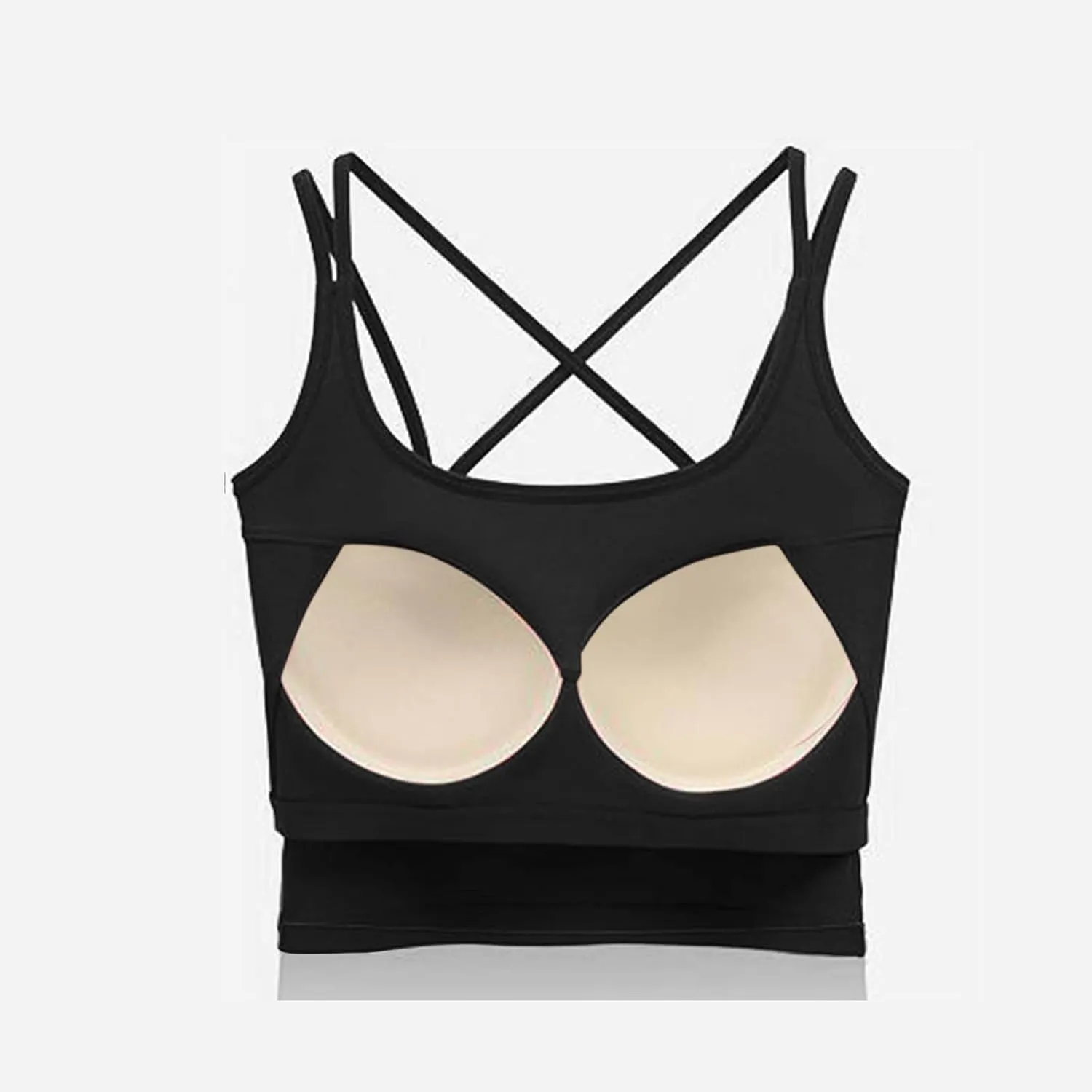 Women's Tank Tops Trendy Spaghetti Strap Camisole with Built in Bra Casual U Neck Sleeveless Undershirt