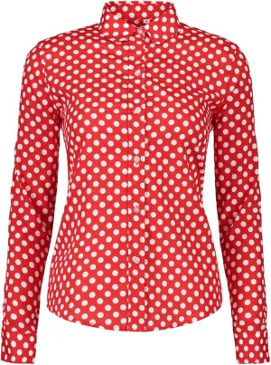 Women's Tops Feminine Long Sleeve Polka Dotted Button Down Casual Dress Blouses Shirts