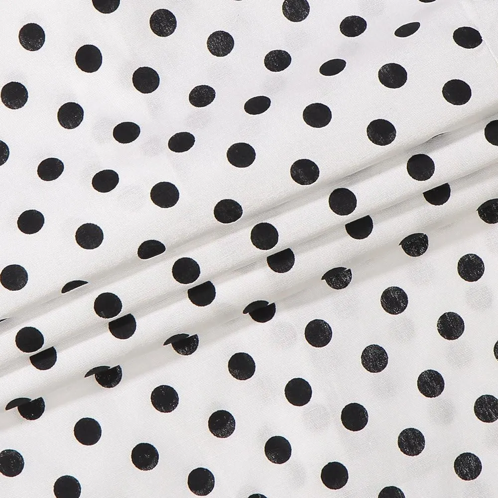 Women's Tops Feminine Long Sleeve Polka Dotted Button Down Casual Dress Blouses Shirts