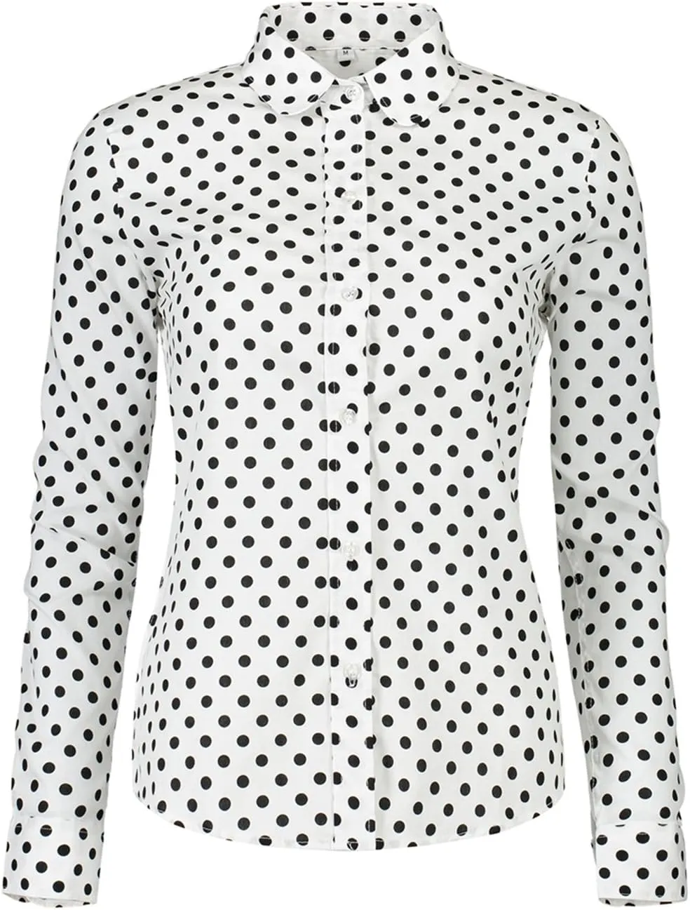 Women's Tops Feminine Long Sleeve Polka Dotted Button Down Casual Dress Blouses Shirts
