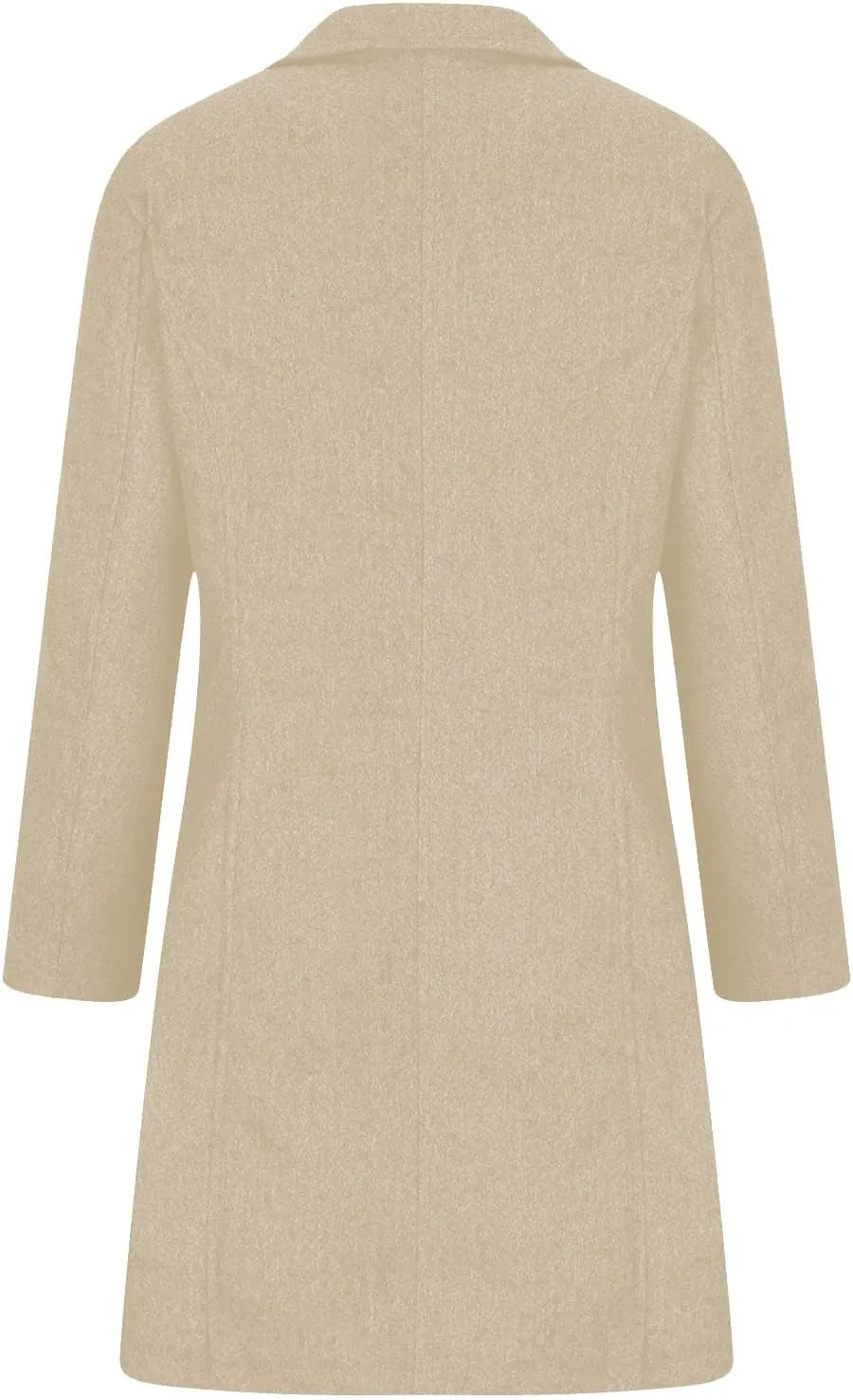 Women's Wool Blend Trench Coat Casual Single Breasted Pea Coat Thicken Stand Collar Mid Long Overcoat with Pocket