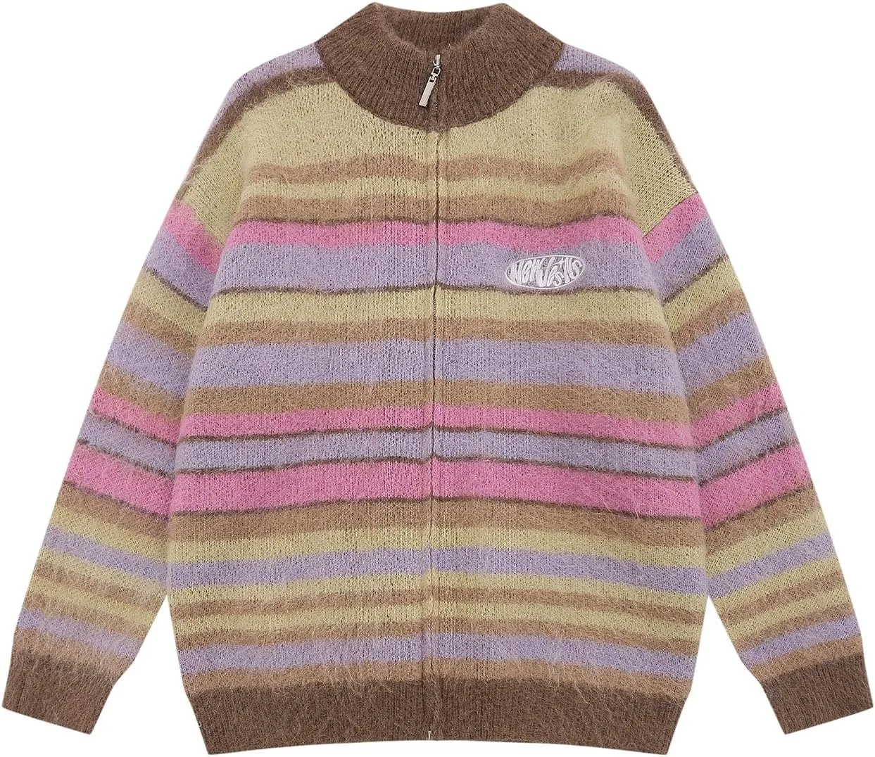 Women's Y2K Color-Block Striped V Neck Button Down Open Front Cardigan Sweater
