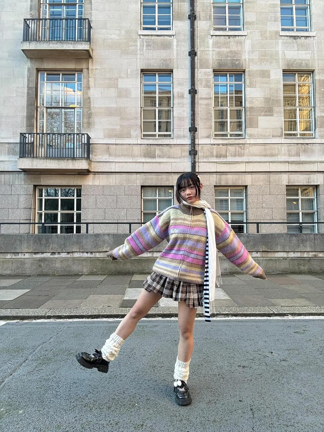 Women's Y2K Color-Block Striped V Neck Button Down Open Front Cardigan Sweater
