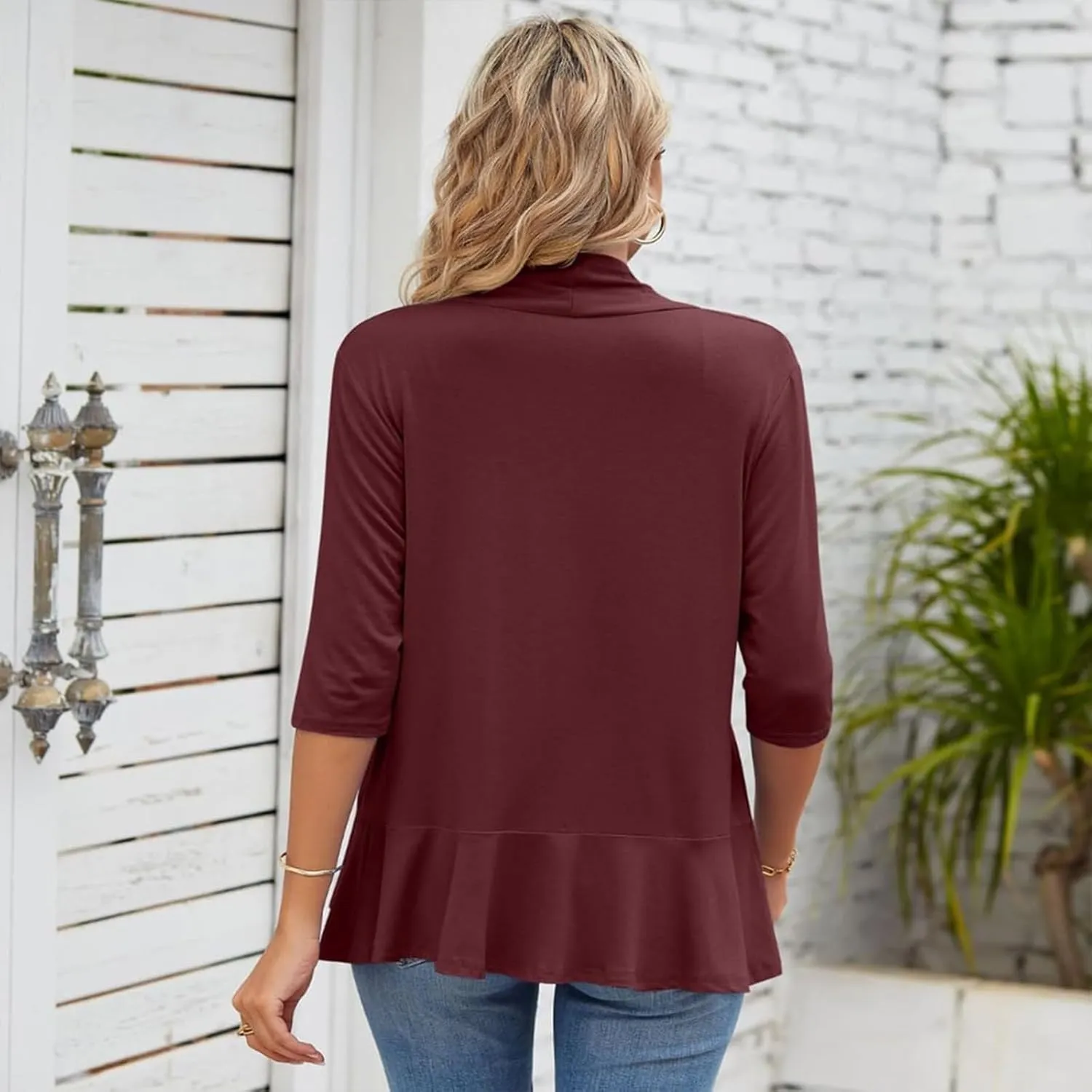 Wonderealy Lightweight Cardigans, Womens Lightweight Cardigan Open Front Cardigans Soft Draped Ruffles, Womens Sweater