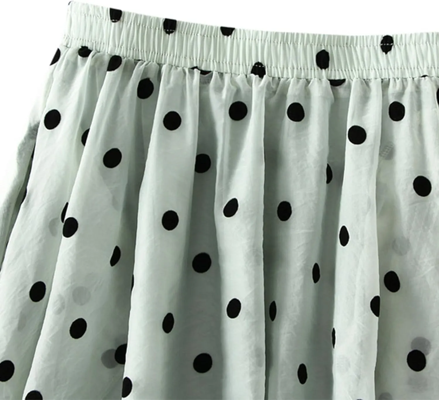 Xiaojmake Women Polka Dot Print Tutu Skirt Chiffon Flowy Elastic Waist A-Line Boho Beach Skirt Ruffle Mesh Tiered Midi Skirts