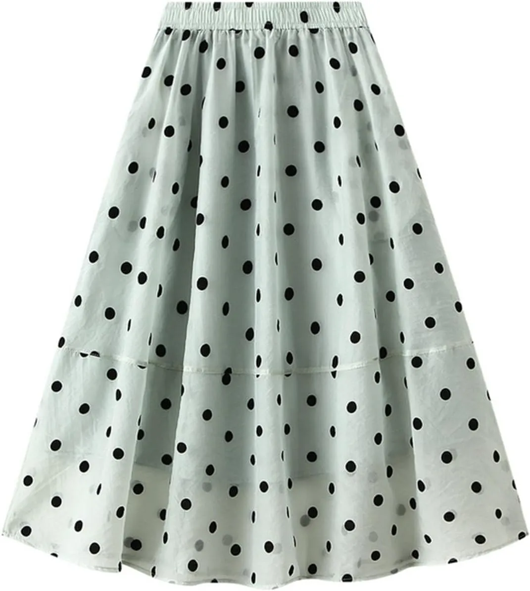 Xiaojmake Women Polka Dot Print Tutu Skirt Chiffon Flowy Elastic Waist A-Line Boho Beach Skirt Ruffle Mesh Tiered Midi Skirts