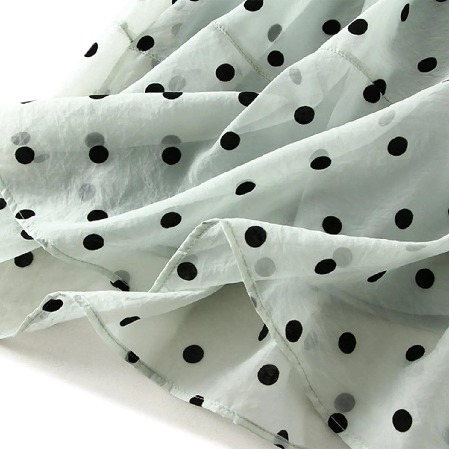 Xiaojmake Women Polka Dot Print Tutu Skirt Chiffon Flowy Elastic Waist A-Line Boho Beach Skirt Ruffle Mesh Tiered Midi Skirts