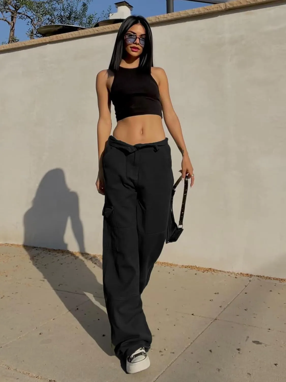 Xineicy Women's Baggy Boyfriend Jeans High Waist Distressed Denim Pants Wide Leg Straight Trousers Streetwear Pants