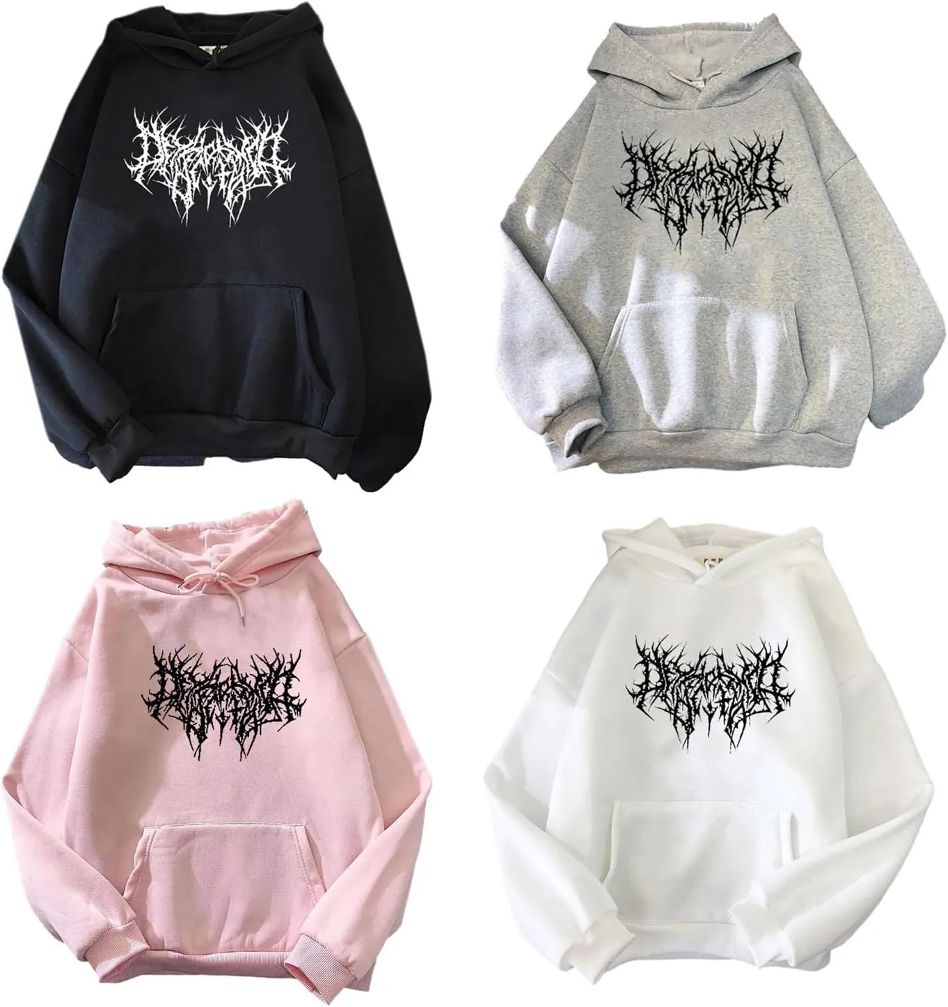 Y2K Grunge Gothic Graphics Hoodies Women Harajuku Aesthetic Hiphop Long Sleeve Oversized Sweatshirt Streetwear Autu