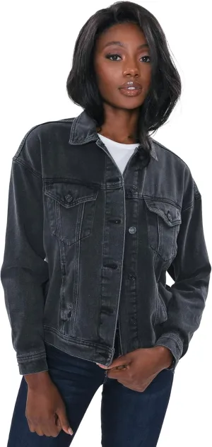 YMI Women's Junior Oversized Boyfreind Denim Jacket