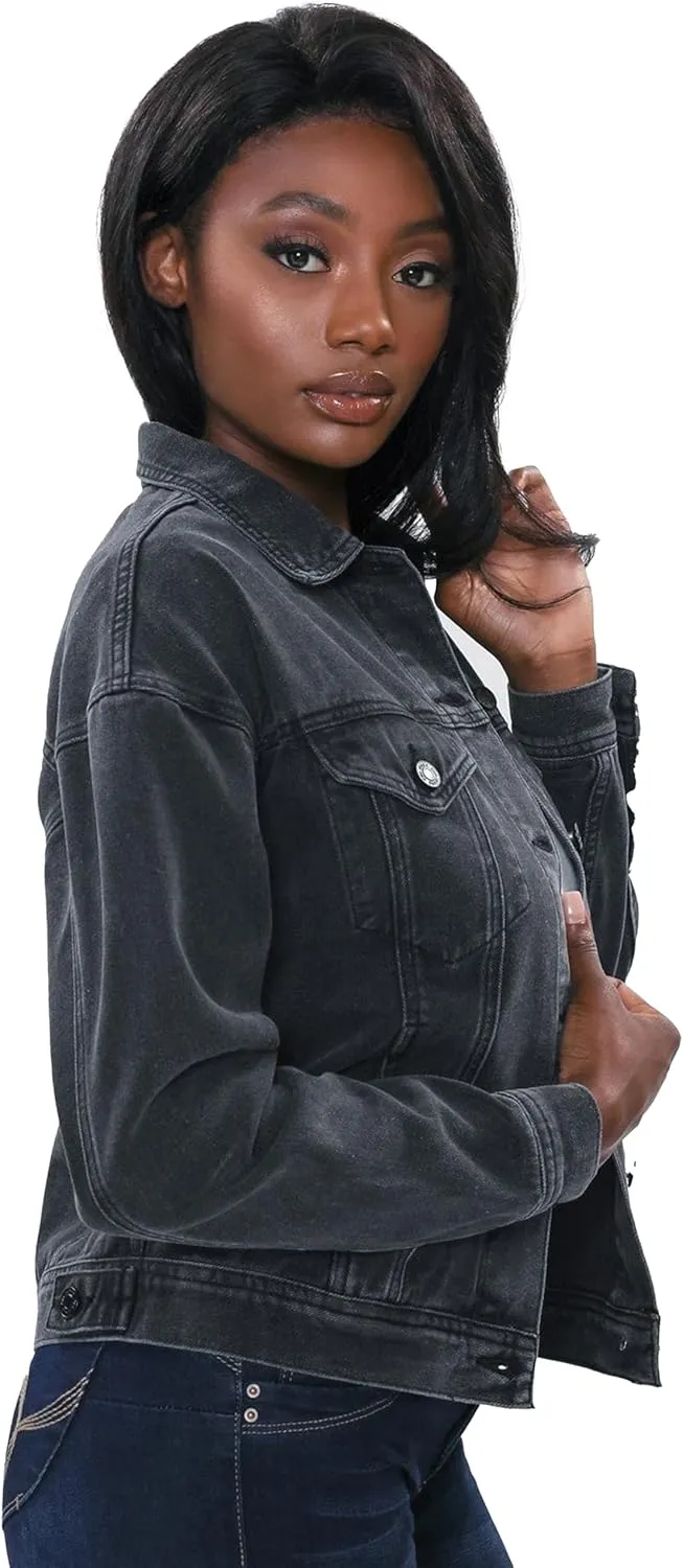 YMI Women's Junior Oversized Boyfreind Denim Jacket
