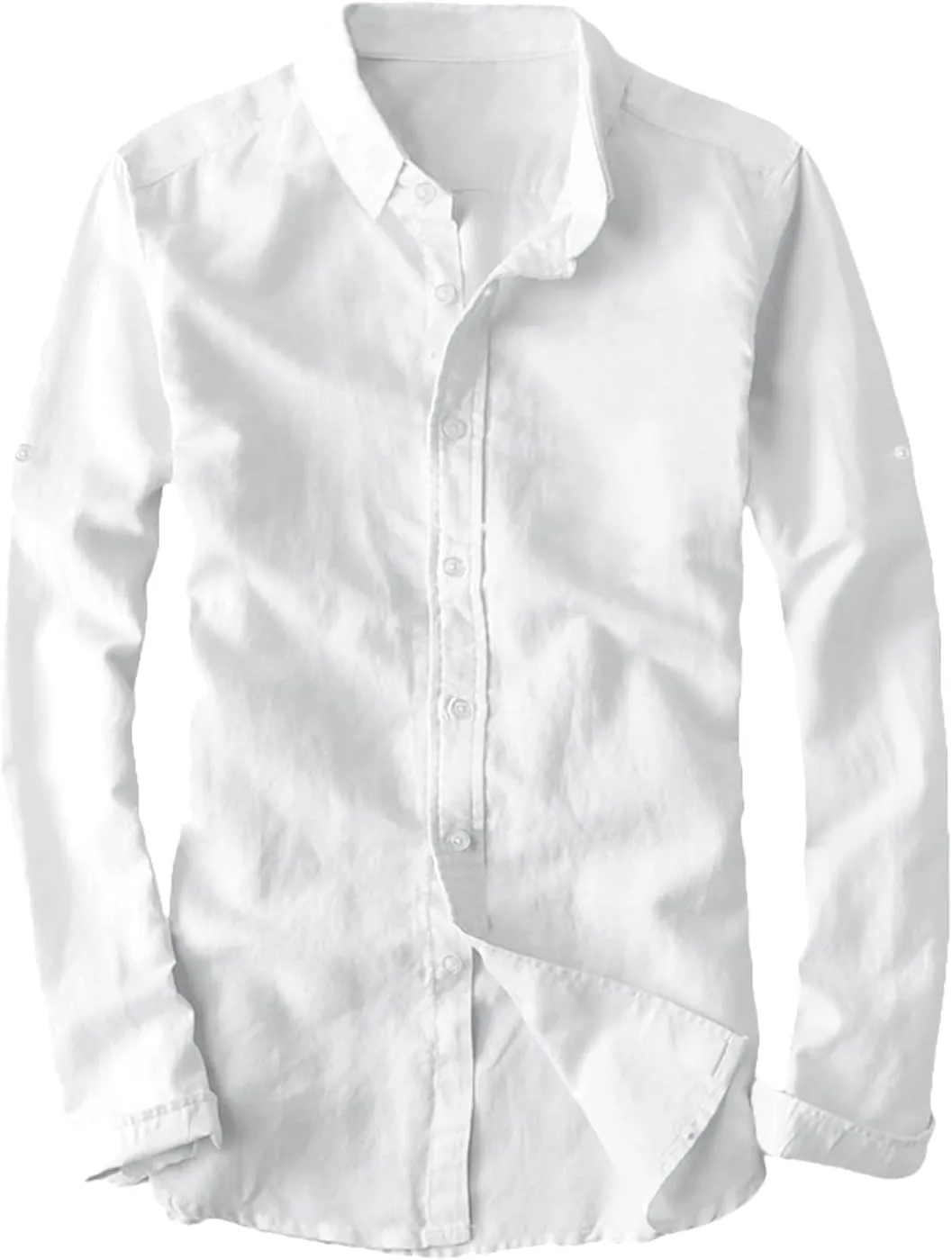 Youhan Men's Long Sleeve Fitted Linen Shirt