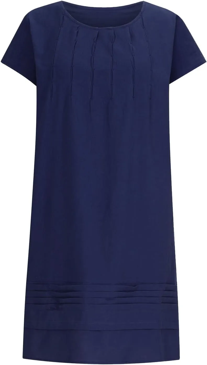ZDRZK Midi Dresses for Women 2024 Casual Cotton Linen Summer Plus Size Sundresses Beach Vacation Loose Fit Flowy Dress