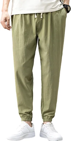 Zontroldy Men's Pants Cotton Linen Yoga Golf Beach Jogger Sweat Lounge Harem Pants Trousers