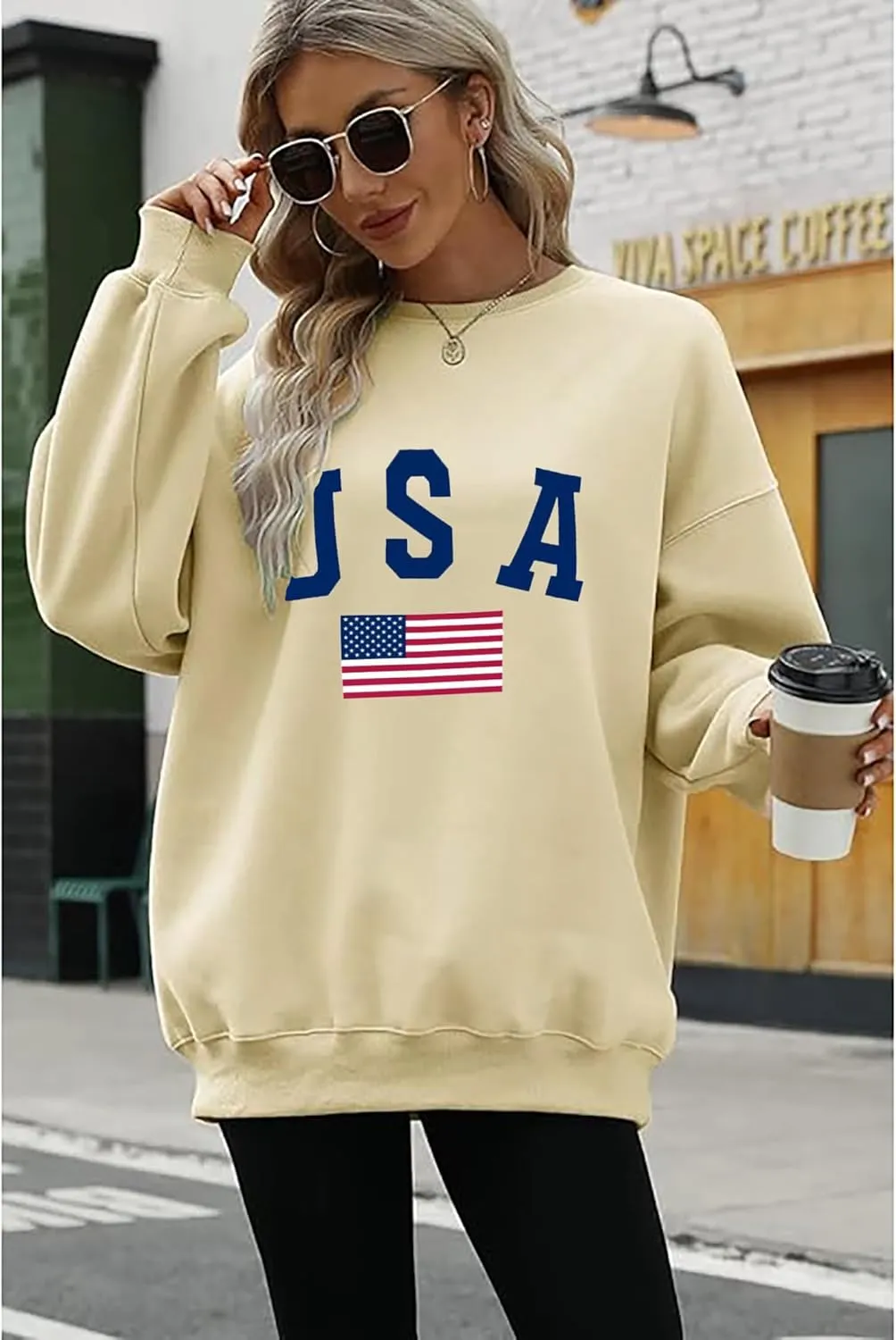 Zoyami Womens Crewneck Sweatshirt Graphic Long Sleeve Top Pullover Oversized Sweaters
