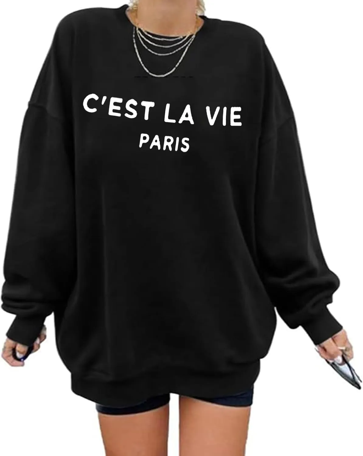 Zoyami Womens Crewneck Sweatshirt Graphic Long Sleeve Top Pullover Oversized Sweaters