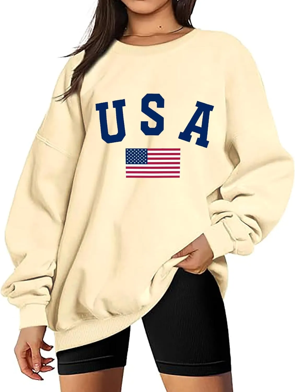 Zoyami Womens Crewneck Sweatshirt Graphic Long Sleeve Top Pullover Oversized Sweaters